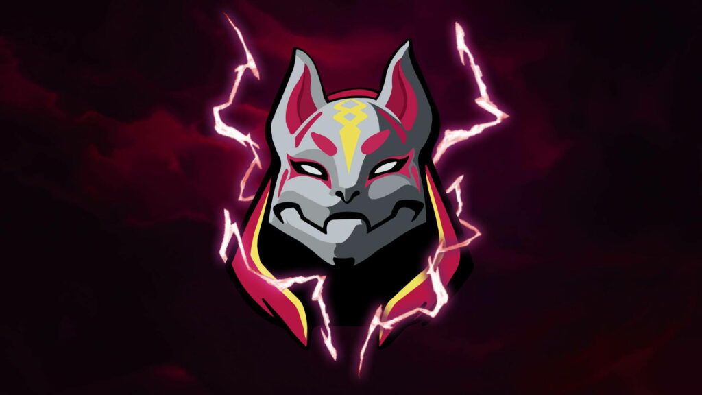 Fortnite Drift mask digital art with pink yellow accents lightning storm high contrast wallpaper