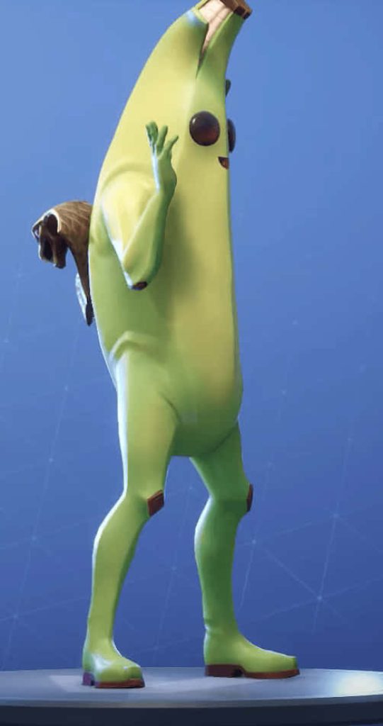 Fortnite Peely wallpaper showing CGI banana character waving on blue background for gamers