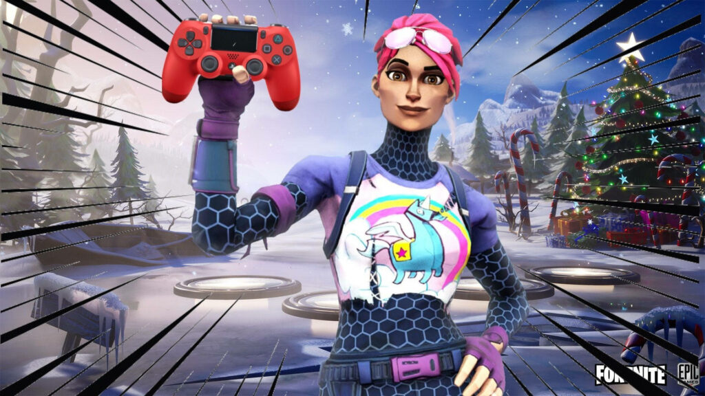 Ramirez Rocks the Rare Brite Bomber Look on a Vibrant Fortnite Themed Animated Wallpaper Featuring a Red Console