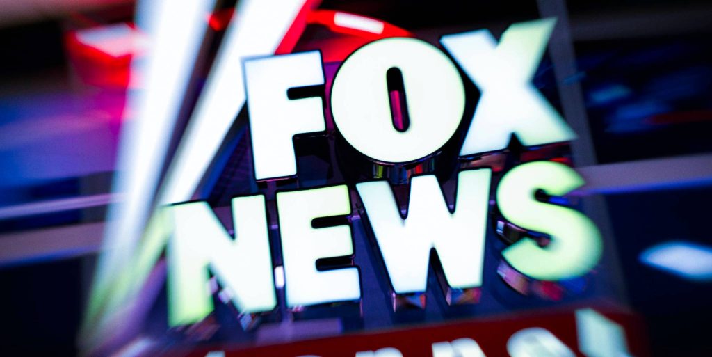 Fox News logo wallpaper 3D red blue cinematic lighting blurred background media desktop