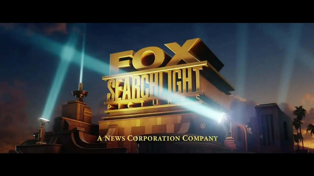 CGI Fox Searchlight Pictures logo with golden architecture and spotlights at twilight sky background Wallpaper