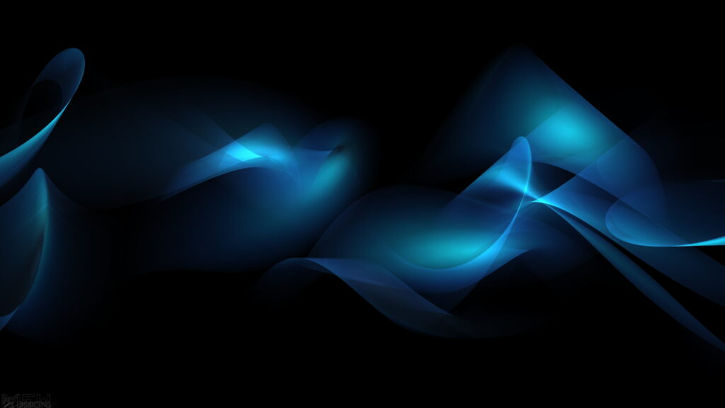 4K abstract wallpaper with glowing fluid blue waves on dark background for minimalist screens