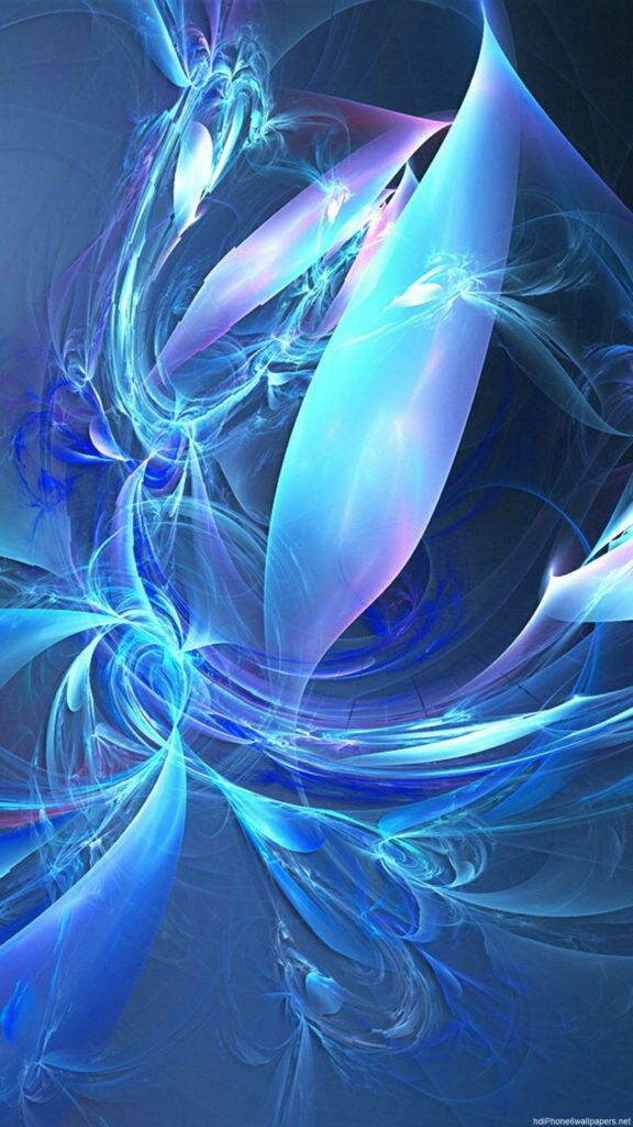 Captivating Fractal Symphony: Mesmerizing Blue Hues on 3D iPhone Wallpaper