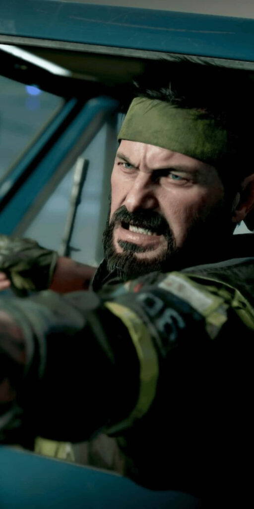 Black Ops Cold War character in combat gear with focused expression Wallpaper