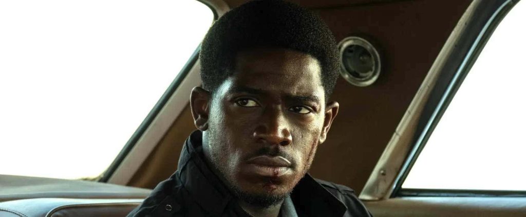 Franklin Saint intense cinematic car scene wallpaper Damson Idris Snowfall TV drama background