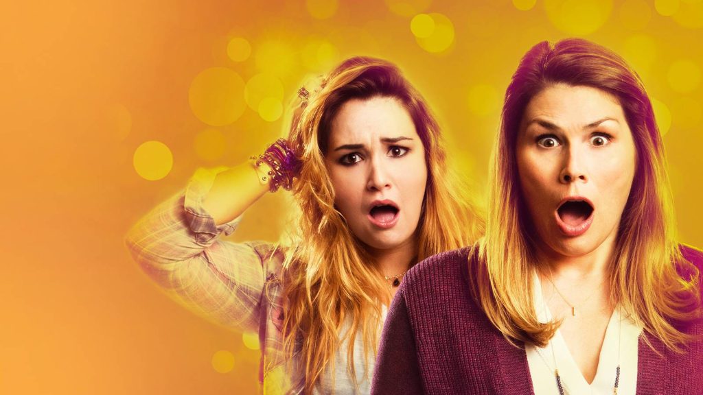 Cozi Zuehlsdorff and Heidi Blickenstaff shocked faces Disney Channel Freaky Friday wallpaper background