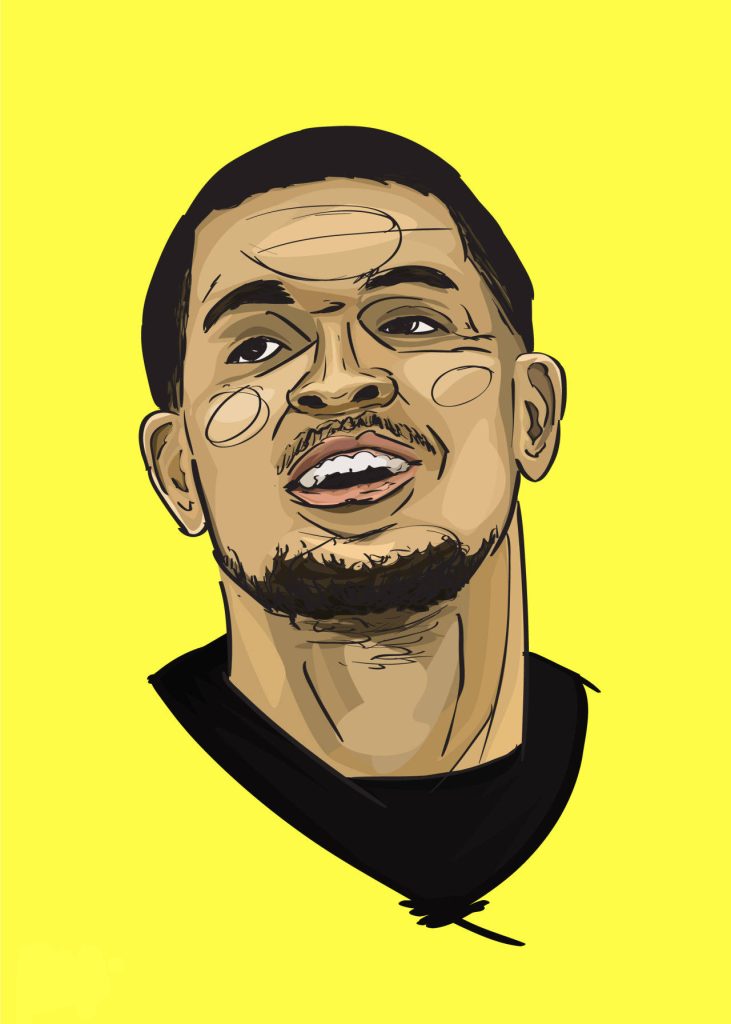Fred VanVleet basketball wallpaper digital illustration bold sketch outlines yellow background
