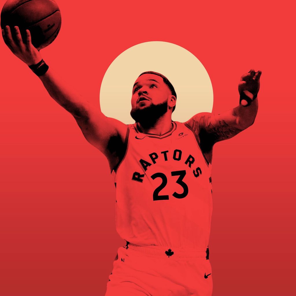 Fred VanVleet NBA digital art red Raptors jersey 23 basketball halo modern wallpaper background