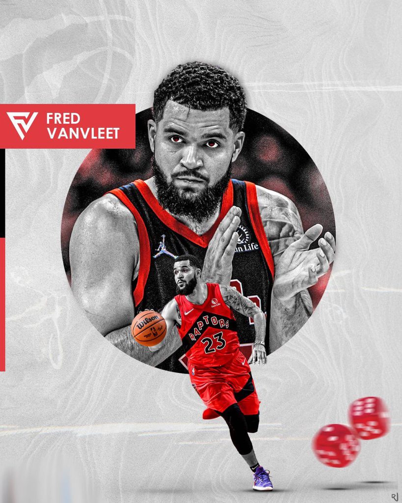 Fred VanVleet Raptors wallpaper red gray digital art close-up portrait dynamic action shot dice