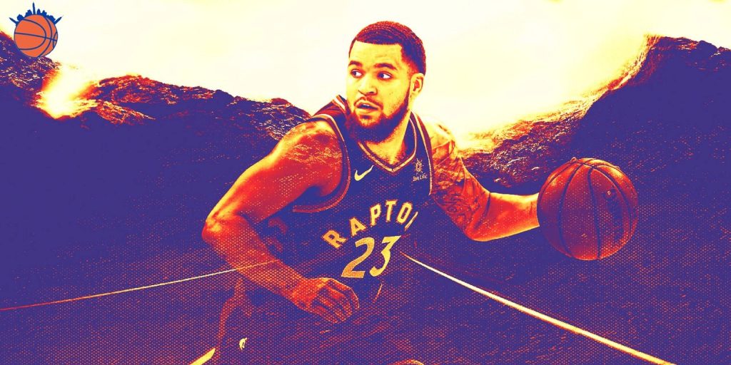 Fred VanVleet Toronto Raptors digital art wallpaper vibrant orange purple basketball fan design