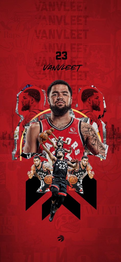 Fred VanVleet Toronto Raptors wallpaper vibrant red dynamic collage basketball digital art