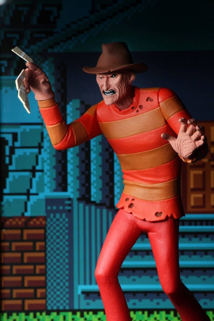 Freddy Krueger action figure wallpaper retro 8-bit pixel art classic horror villain background