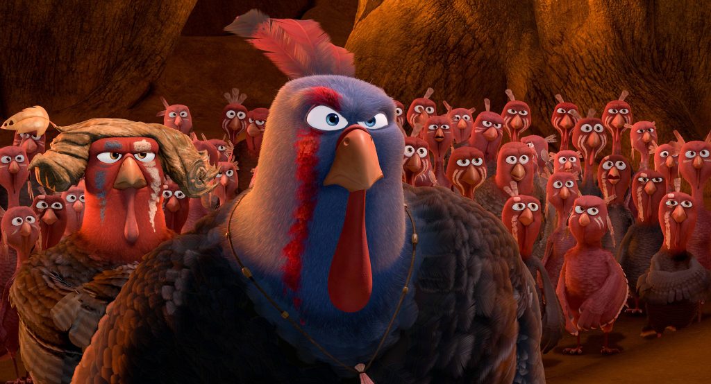 Ranger the turkey leader in dark cave CGI wallpaper from Free Birds animated film background