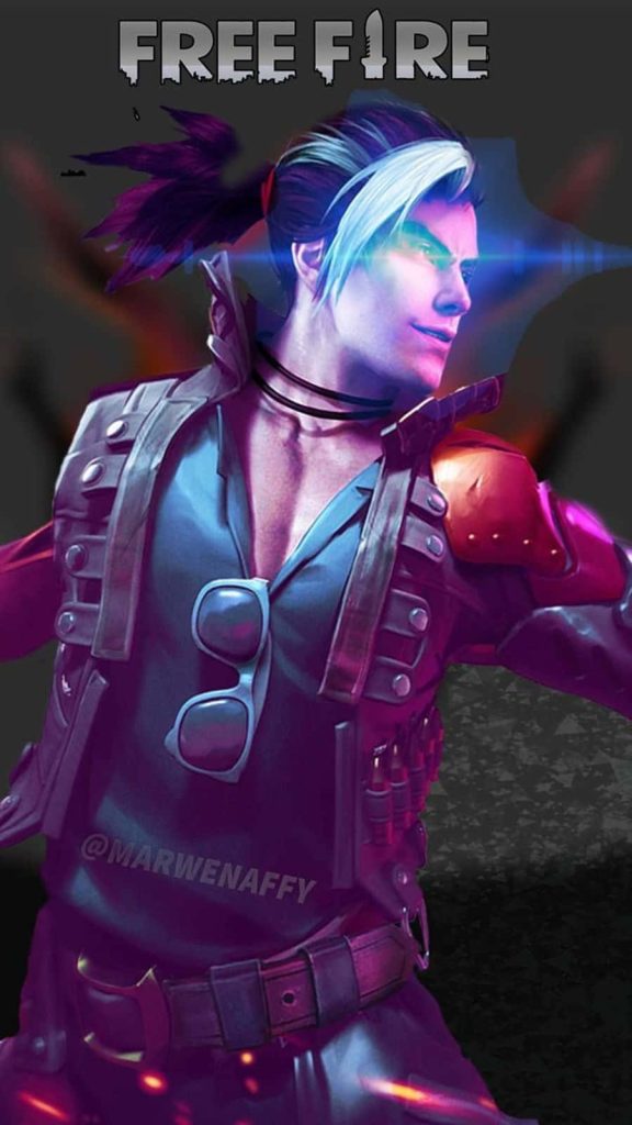 Free Fire Hayato gaming wallpaper with neon lighting and vibrant digital art for mobile screens
