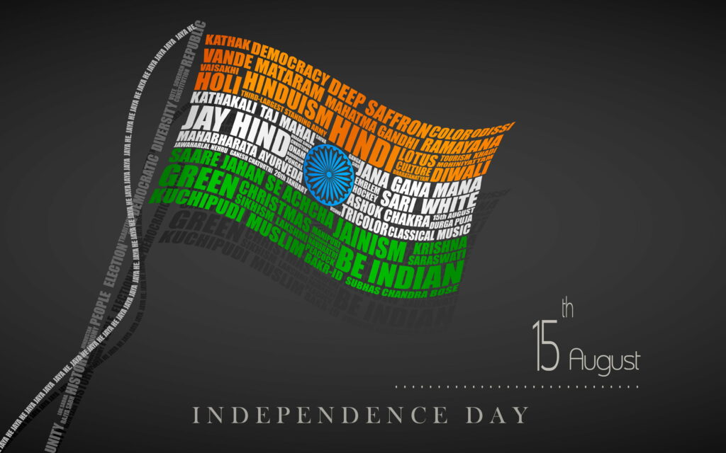 Raising the Flag: Independence Day Typography on QHD Wallpaper Background with Text Overlay