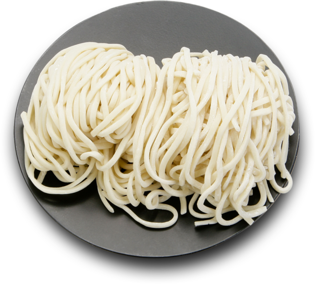 Fresh Asian Noodles on Black Plate - Appetizing Wallpaper Background