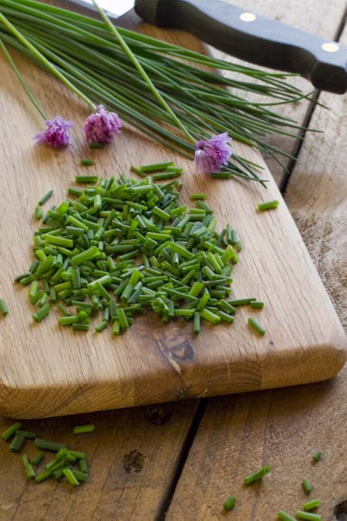 Fresh Green Chives & Purple Blossoms Wallpaper for Rustic Decor