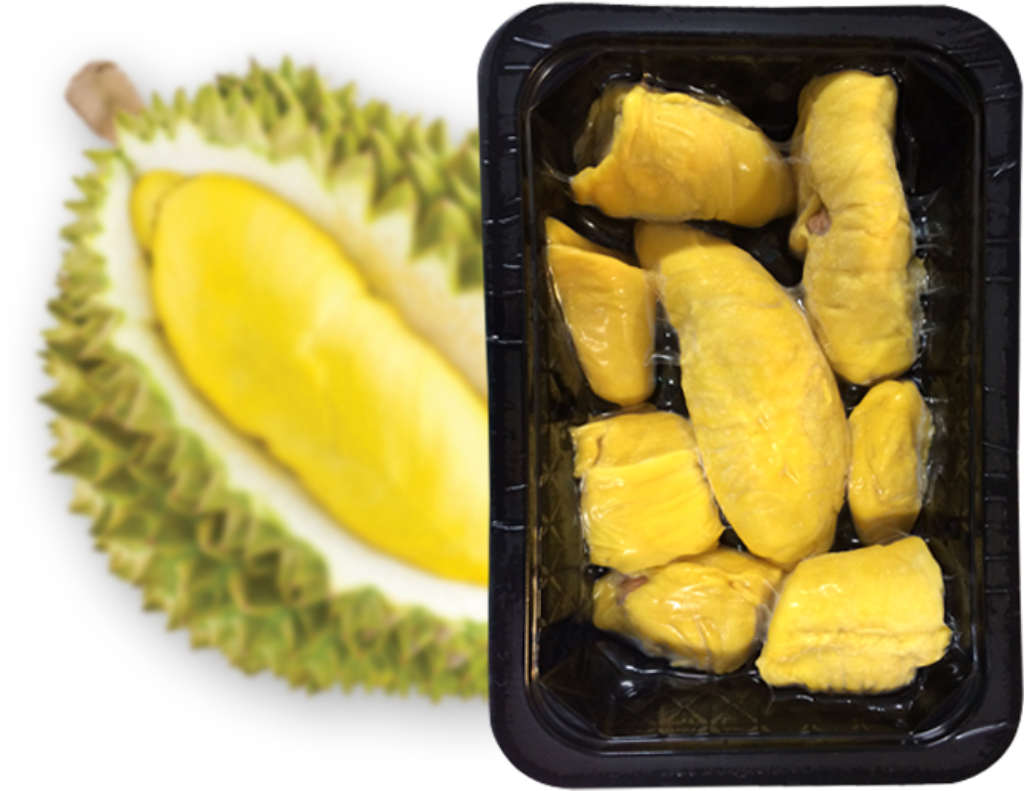 Fresh Durian Wallpaper: Creamy Yellow Flesh & Packaged Pulp Background