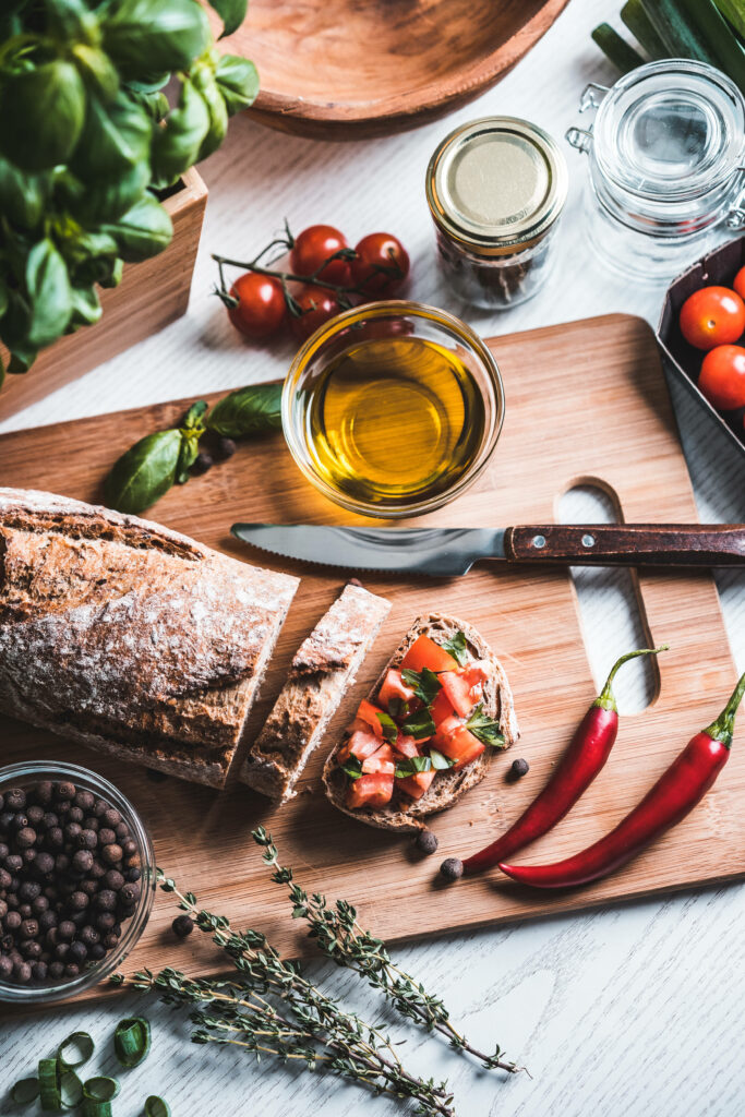 French Bread & Tomatoes: Vibrant iPhone Wallpaper Background