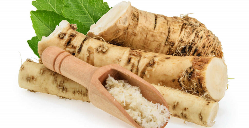 Fresh Horseradish Roots & Wooden Grater - Rustic Culinary Wallpaper