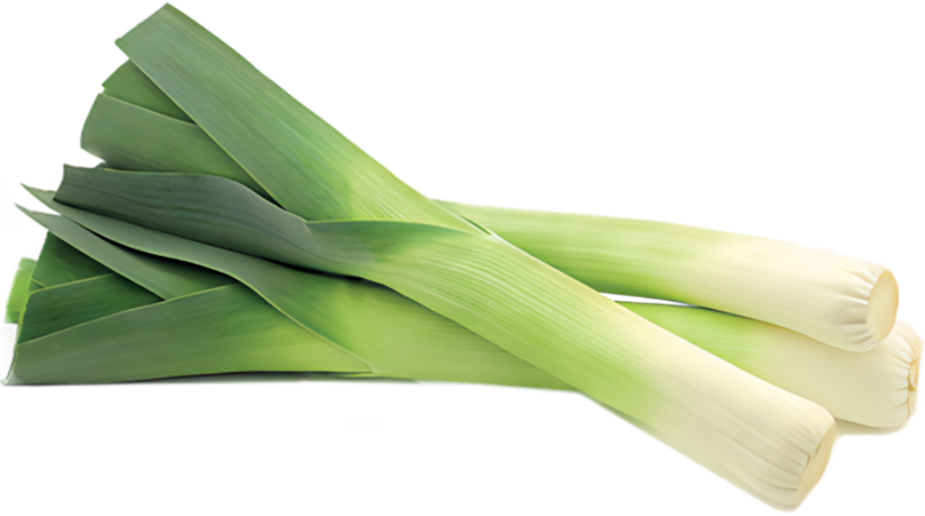 Fresh Leeks Wallpaper: Crisp Green Leaves & White Stems on Transparent