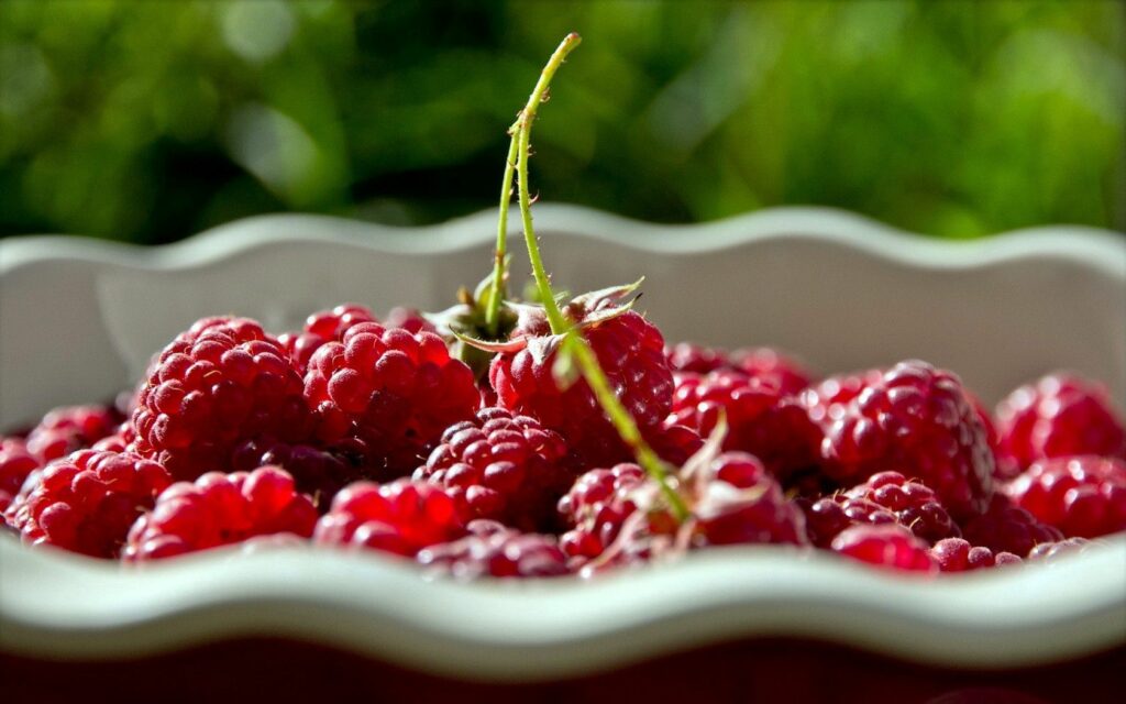 Fresh Red Berries Wallpaper in Natural Light with Wavy Plate