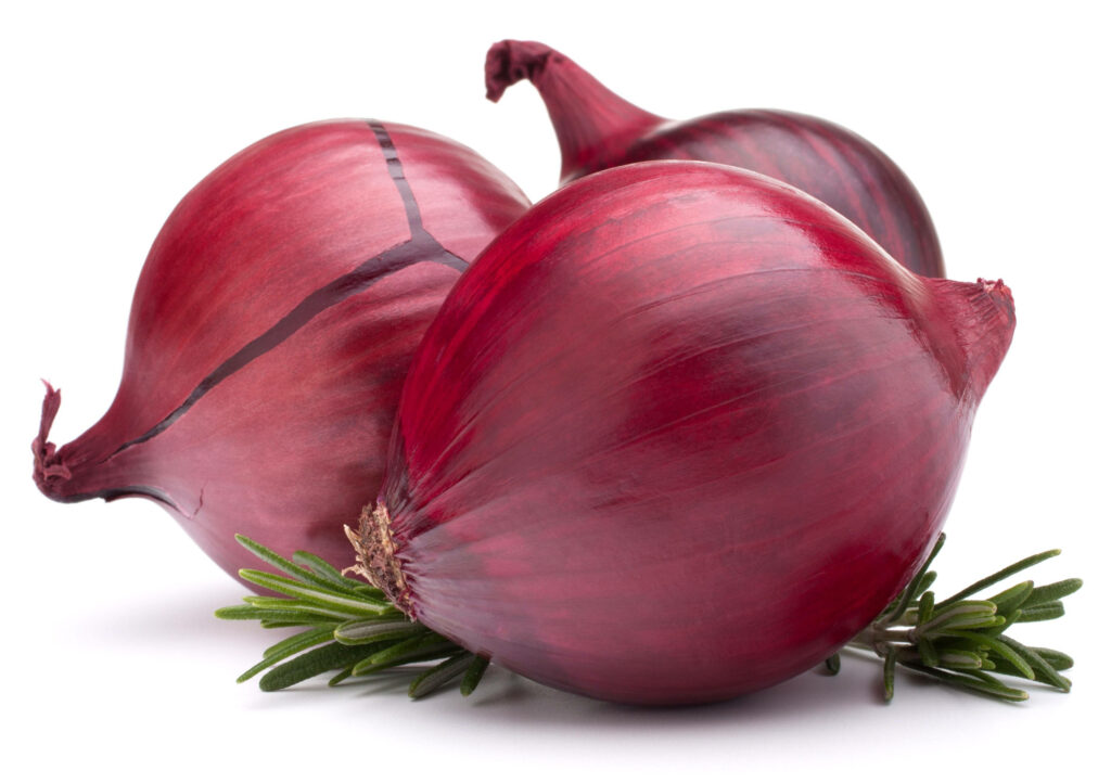 Vibrant Wallpaper: Fresh Red Onions & Rosemary for Rustic Appeal