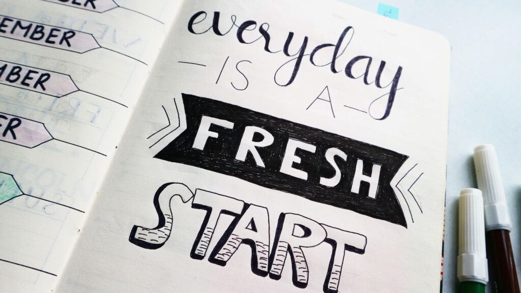 Fresh Beginnings: A Simple 4k Ultra HD Motivational Wallpaper Embellished with Darling Lettering - A Daily Fresh Start on a Blank Canvas