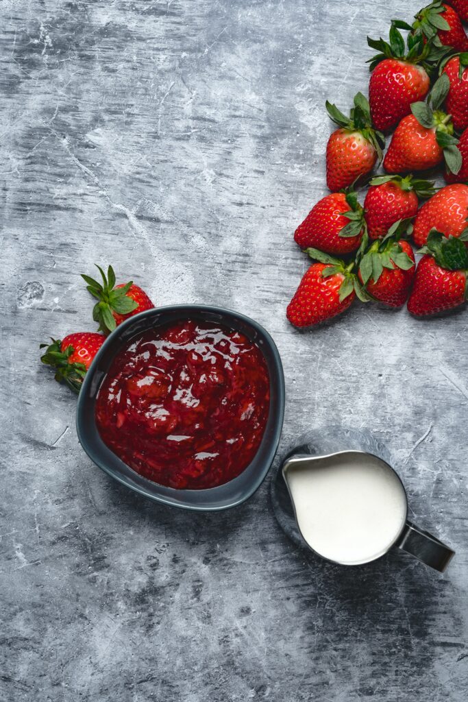 Fresh Strawberries & Creamy Milk: Delicious Wallpaper Background