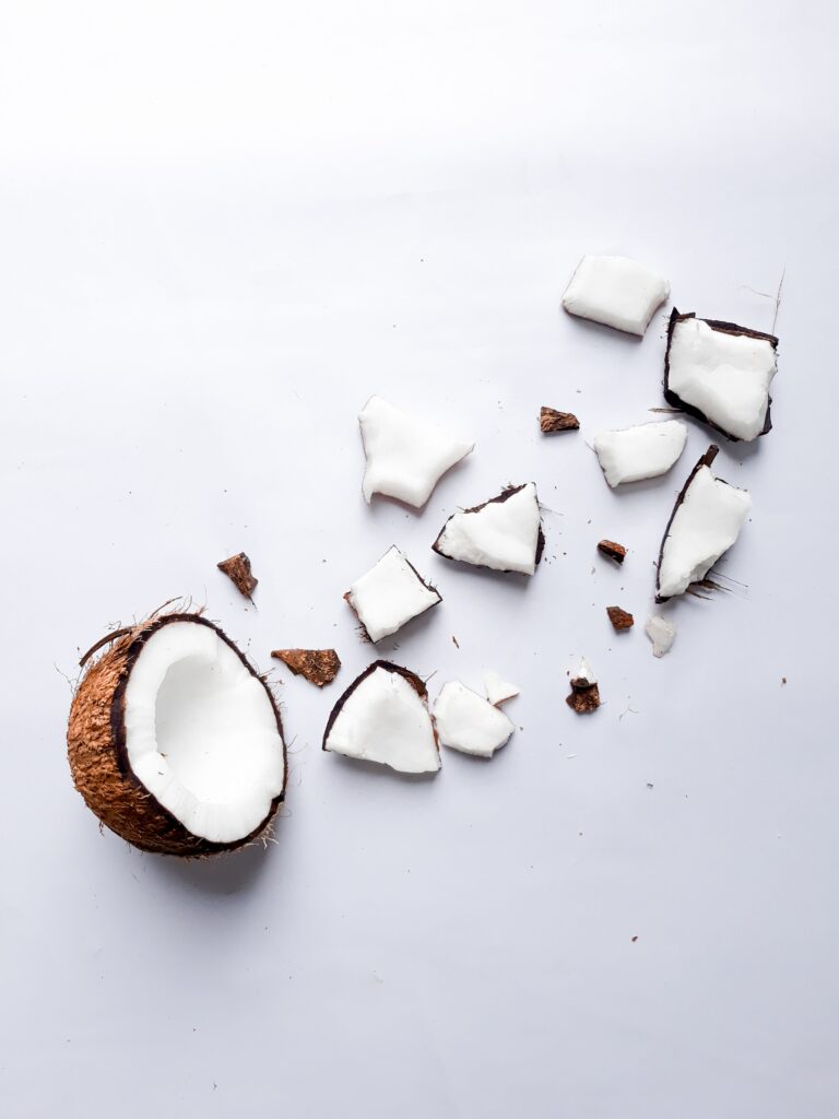 Tropical Coconut Wallpaper: Fresh Composition on White Background