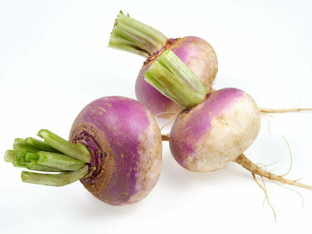 Clean White Wallpaper: Fresh Turnips with Purple & White Skin