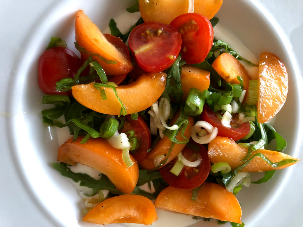 Fresh Salad with Tomatoes & Apricots | Vibrant Wallpaper Background