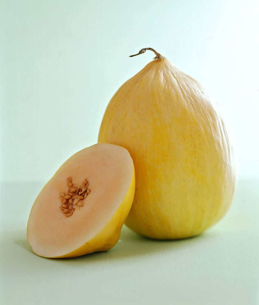 Fresh Yellow Casaba Melon Wallpaper: Sliced View & Smooth Texture