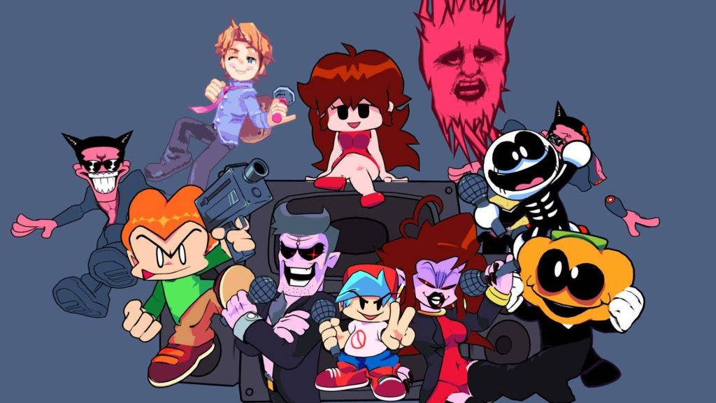 Friday Night Funkin wallpaper featuring Boyfriend Girlfriend Pico and iconic FNF characters vibrant art