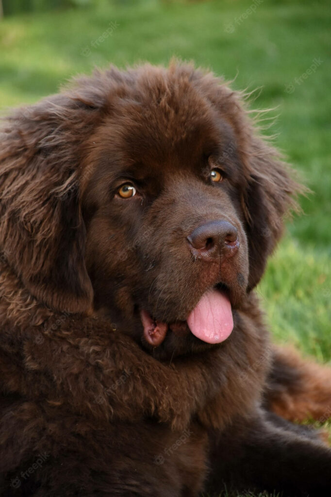 Friendly Newfoundland Dog Wallpaper: Fluffy Coat & Gentle Expression