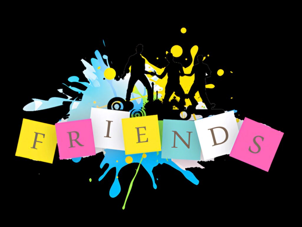 Colorful Friends Logo Sticky Notes Wallpaper - Fun TV Show Design