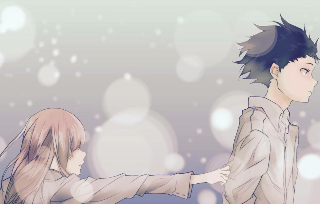 Unbreakable Bonds: A Captivating Moment of Redemption in A Silent Voice Wallpaper