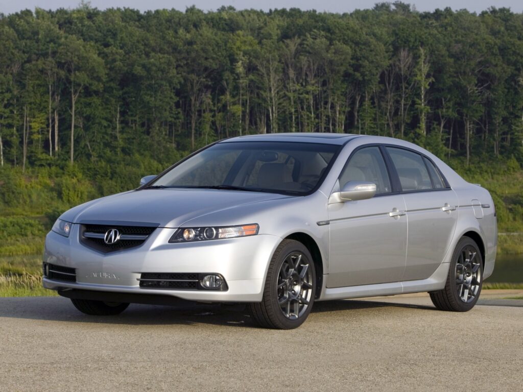 Stylish 2007 Acura TL in Silver - Elegant Front View Wallpaper