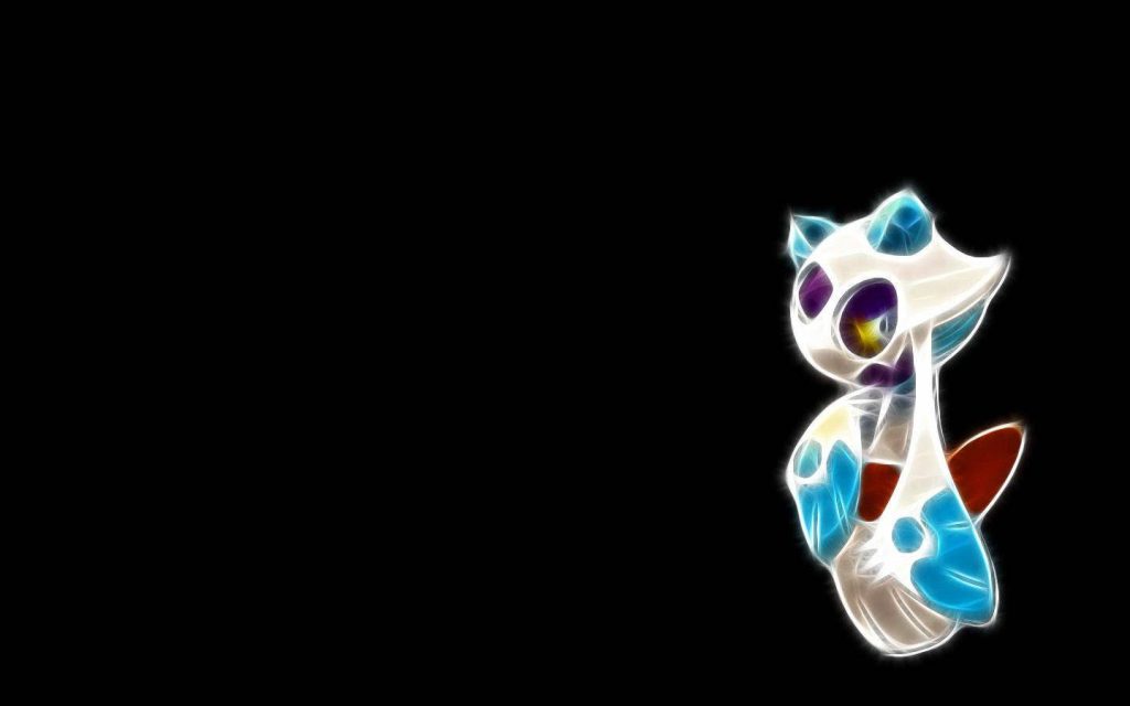 Froslass wallpaper neon fractal art blue purple glow Ice Ghost Pokémon digital desktop background