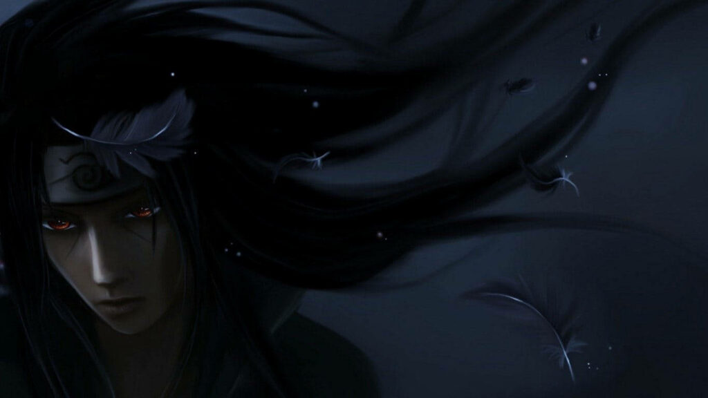 Frost-clad Itachi: Channeling Cool and Mysterious Energy Wallpaper