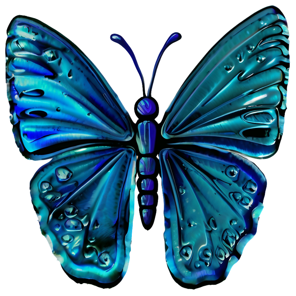 Frosted Ice Butterfly Wallpaper in Blue Gradient Background