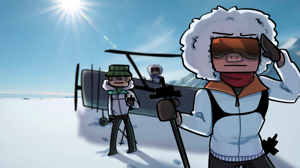 Frozen Fun with Technoblade and Friends in a Winter Wonderland Wallpaper