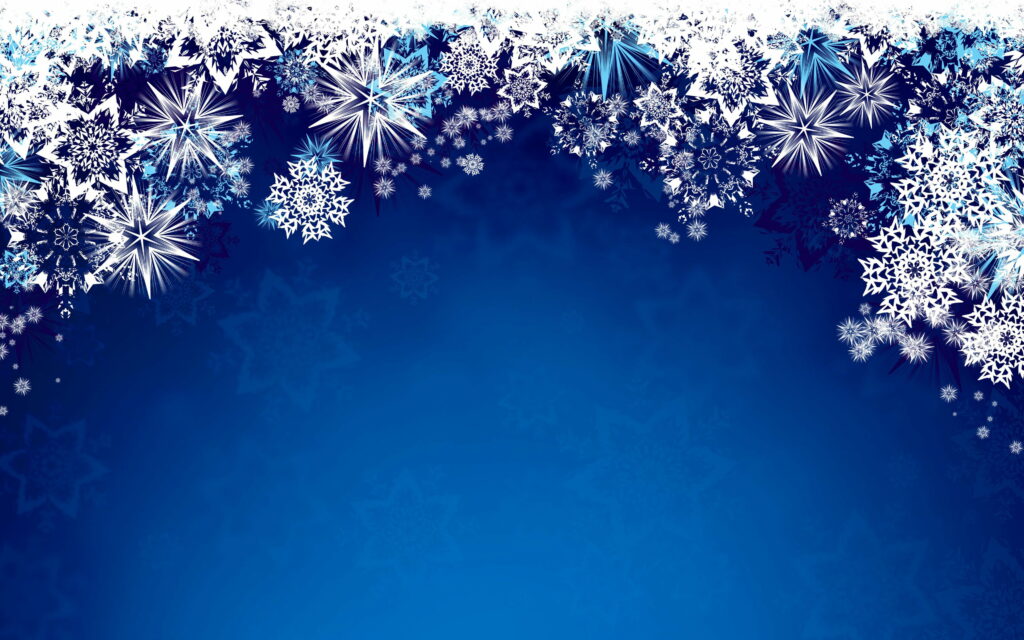 Winter Wonderland: Ethereal Snowflake Frames Amidst the Blue Beauty Wallpaper
