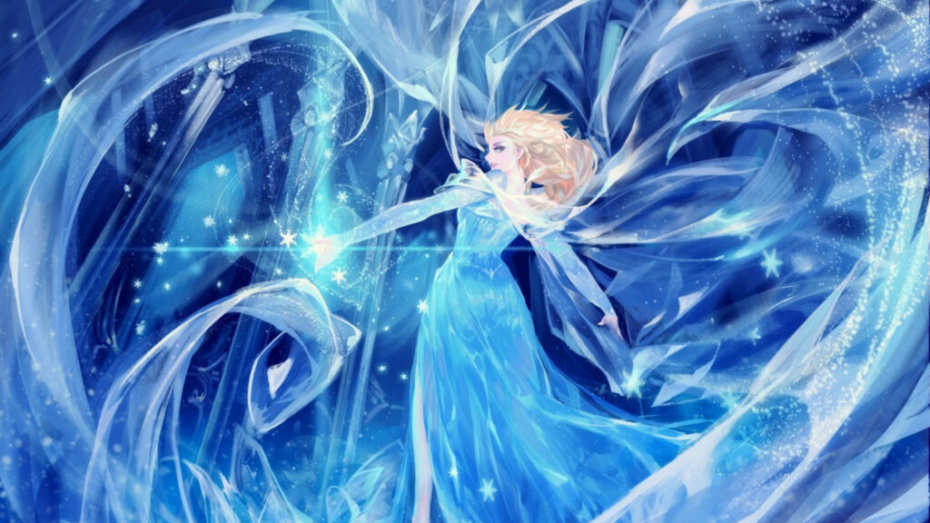 Elsa of Arendelle: A Magical Transformation in Stunning Anime Fanart Wallpaper