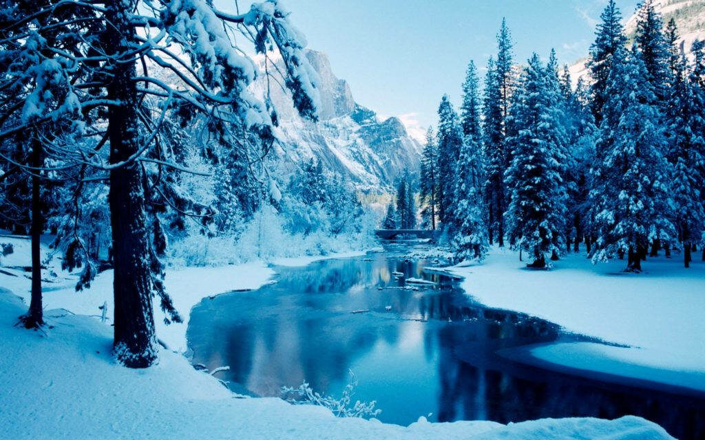 Frosty Serenity: Captivating Winter Wonderland in the Rocky Mountains Wallpaper