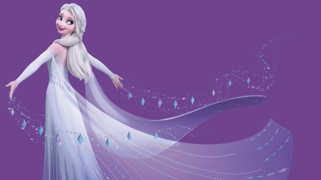 Elsa's Majestic Presence in a Lavender Dream - A Breathtaking Frozen 2 HD Wallpaper