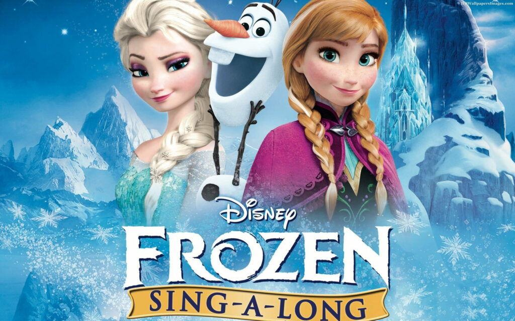 A Magical Encounter: Anna, Elsa, and Olaf in a Chilled Cinematic Masterpiece Wallpaper