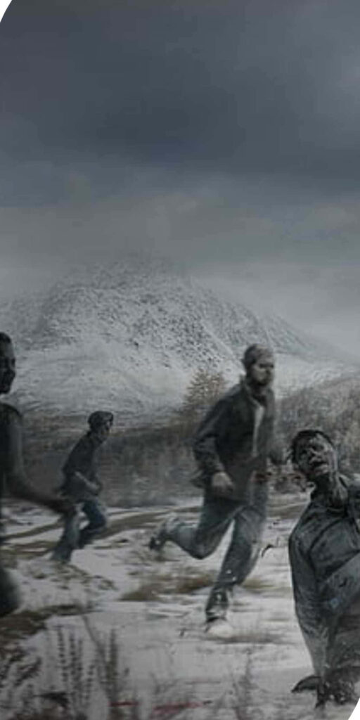 Zombie Apocalypse: Desolate Snowscape Engulfed in Darkness Wallpaper