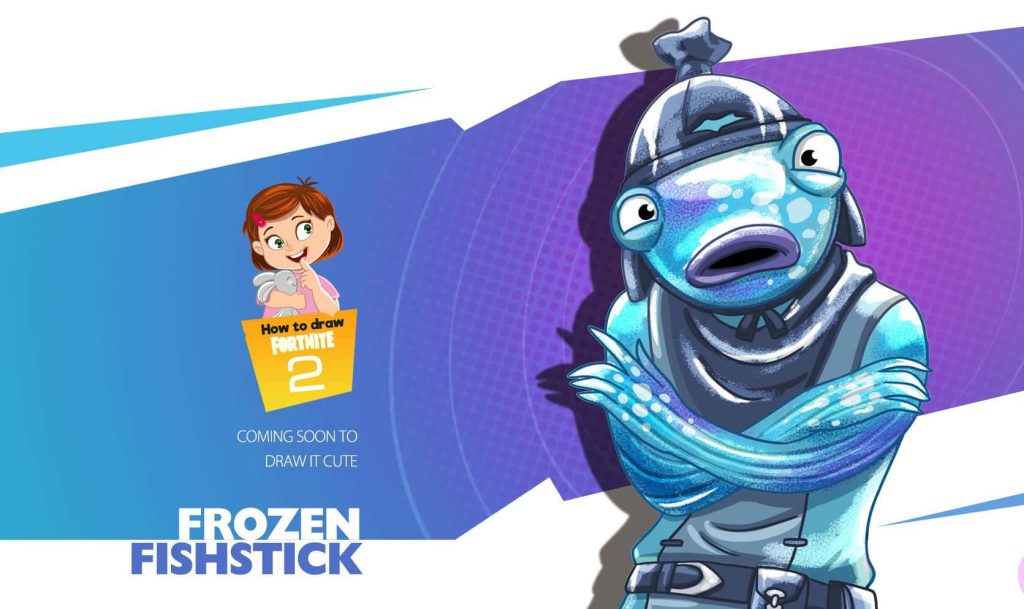 Frozen Fishstick Fortnite skin wallpaper icy blue character cross-armed on vibrant purple background