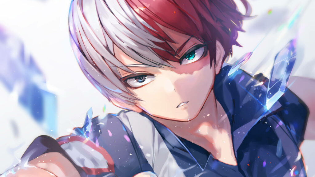 Frozen Power: Exquisite Todoroki Aesthetic Background Showcasing Shoto Todoroki Harnessing His Ice Abilities Within a Close-up Shot Wallpaper